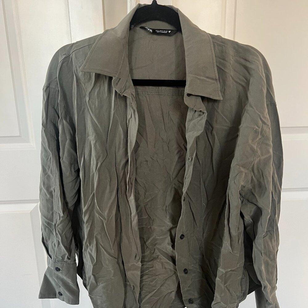 Zara Army Green Button Up